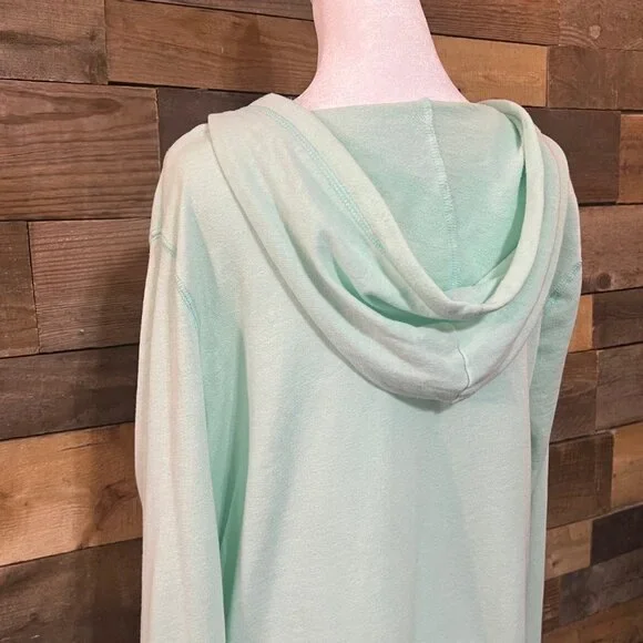 Old Navy Lightweight Mint Green Long Sleeve Hoodie Size Large Cotton Blend - Picture 6 of 8